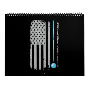Calendario Pool Stick Billits 8 Ball Bandera Estadounidense