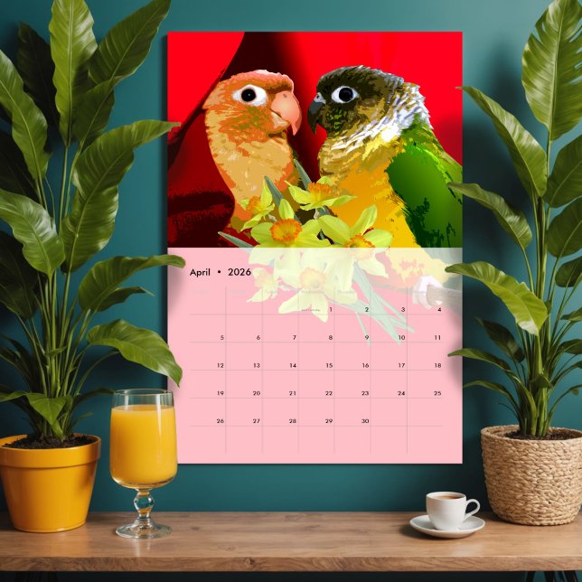 Calendario Pop Art Birds Vol. 2 Owl Cockatiel Hummingbird Fun (Pop art bird calendar with 12 quirky, colorful illustrations of your favorite feathered friends.)