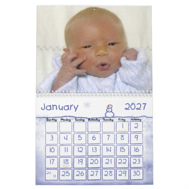 Calendario Portada del calendario, primer año de Noah (Jan 2027)