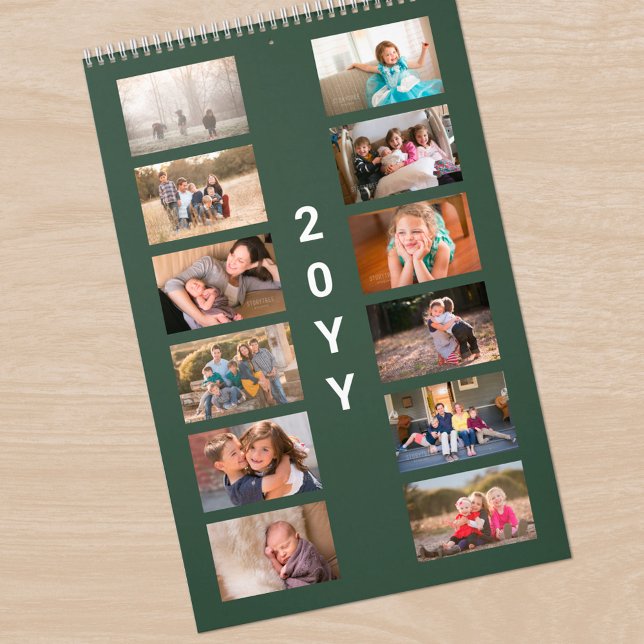 Calendario Portada Verde de Foto Moderna (Modern Photo Green Cover Calendar, front cover)