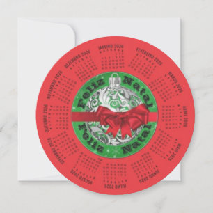 Calendario Portugués 2026 Feliz Navidad