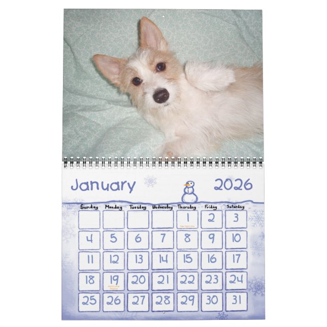 Calendario portugués de Podengo Pequeno (Jan 2026)