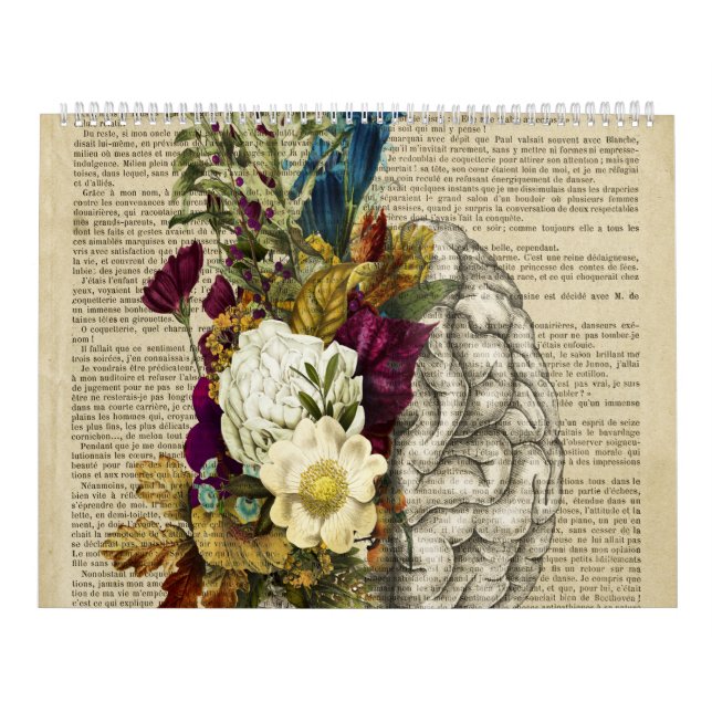 Calendario poster de anatomía cerebral floral médica (Tapa)