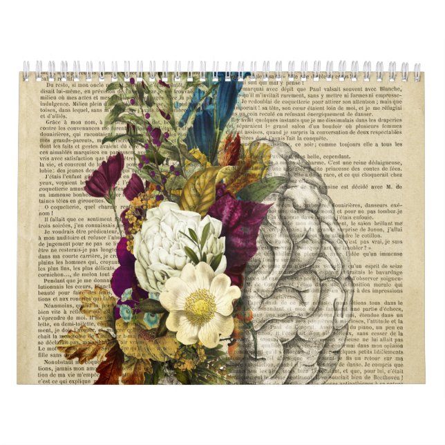 Calendario poster de anatomía cerebral floral médica (Tapa)