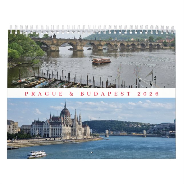 Calendario Prague and Budapest 2026 calendar (Tapa)