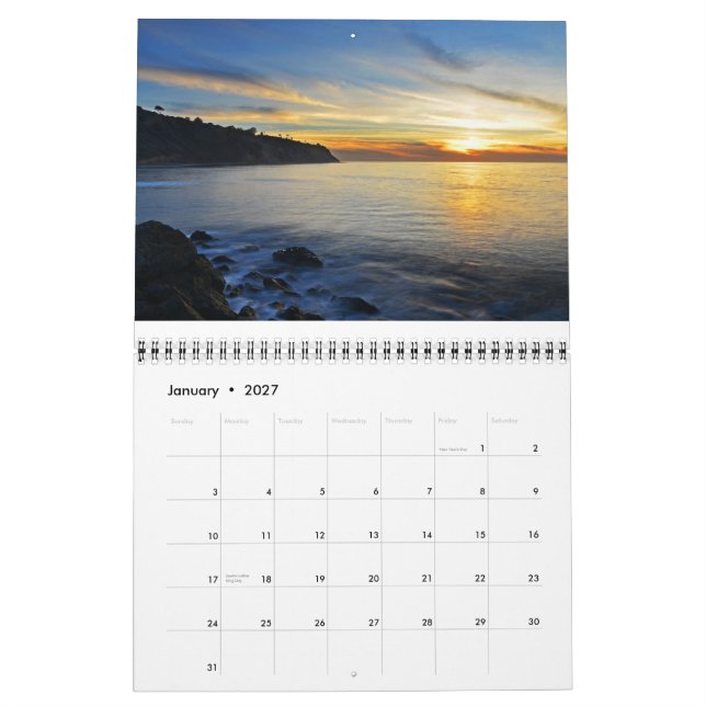Calendario Puestas del sol del sur de la bahía (Jan 2027)