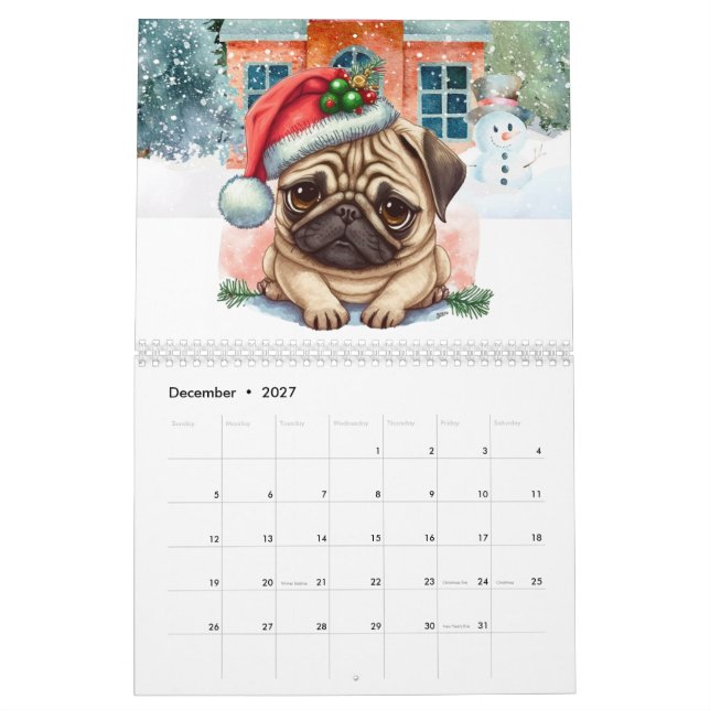 Calendario Pug (Dec 2027)