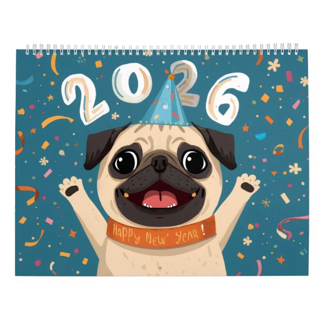 Calendario  “Pugs of Joy: A 2026 Celebration Calendar” (Reverso)