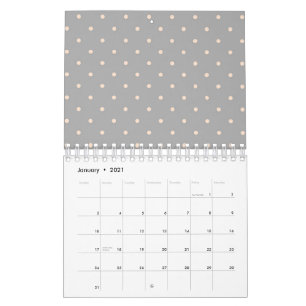 Calendario Punto blanco fondo gris elegante lunares punteado