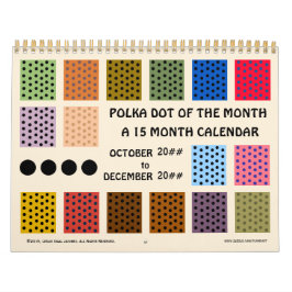 Calendario Punto De Polka Del Mes - 15 Meses - Personalizado