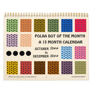 Calendario Punto De Polka Del Mes - 15 Meses - Personalizado