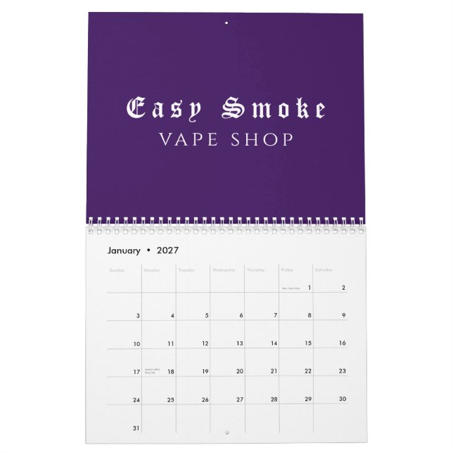 Calendario Purple Smoke Vape Shop (Jan 2027)