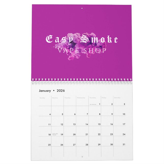 Calendario Purple Smoke Vape Shop (Jan 2026)