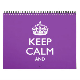 Calendario Púrpura Mensual MANTENER CALMA Y Su Texto