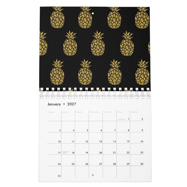 Calendario Purpurina Dorada Piña Piña Tropical Fruto Lover (Jan 2027)