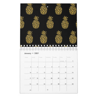 Calendario Purpurina Dorada Piña Piña Tropical Fruto Lover