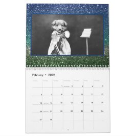 Calendario Purpurina fotográfico de perro de época de 12 mese