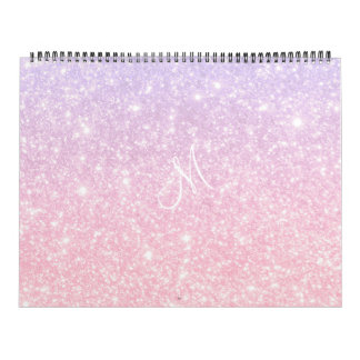 Calendario Purpurinoso azul rosado Pastel