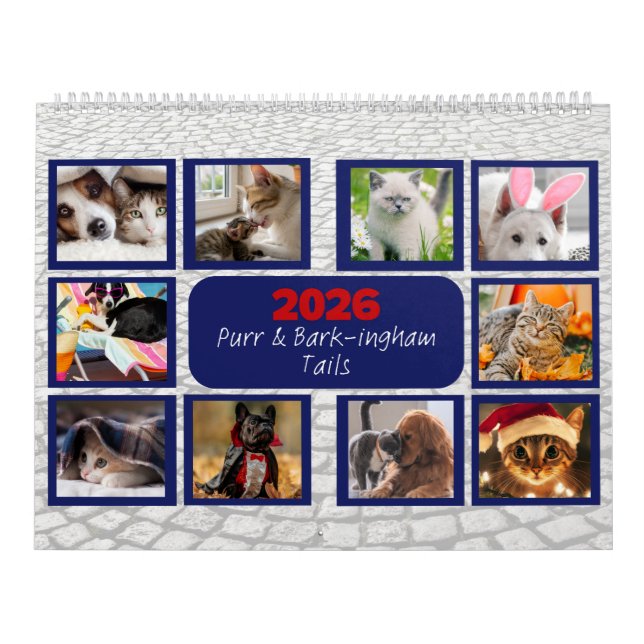 Calendario 'Purr & Bark-ingham Tails' Pet Custom (Tapa)