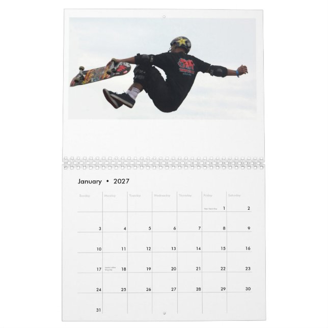 Calendario que anda en monopatín, Copyright Karen (Jan 2027)