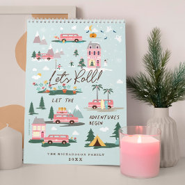 Calendario Que la aventura empiece Moda Retro Rosa Van Family