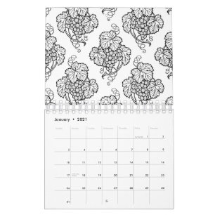 Calendario Ramos de Uva Negra Elegante Amante del Vino Fruta