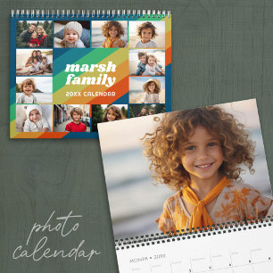 Calendario Rayas de arcoíris retro personalizadas - 13 fotos