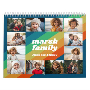 Calendario Rayas de arcoíris retro personalizadas - 13 fotos