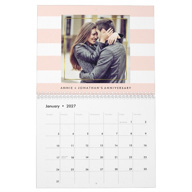 Calendario Rayas modernas de moda con tus fotos (Jan 2027)