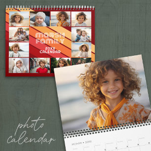 Calendario Rayas Retro Foto Completa Cada Mes