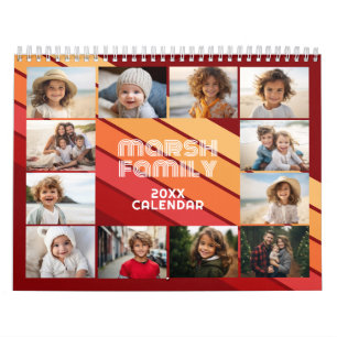Calendario Rayas Retro Foto Completa Cada Mes