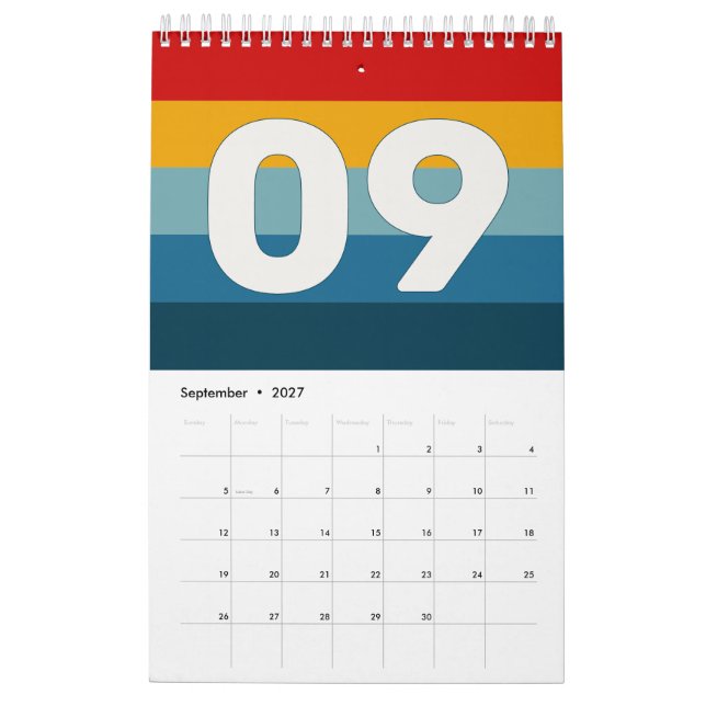 Calendario Rayas Retro Vintage 2026 (Sep 2027)