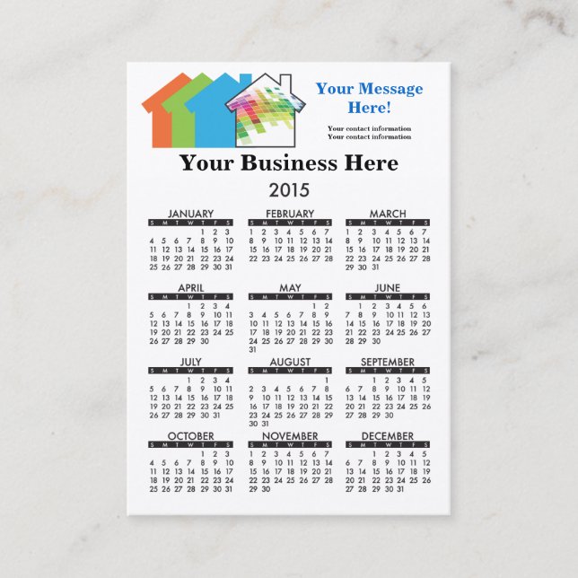 Calendario RealtyMart de la tarjeta de visita (Anverso)