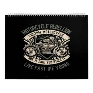 Calendario rebelión en motocicleta personalizado monta como