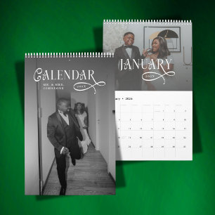Calendario Recién casados en foto de boda elegante moderna 20