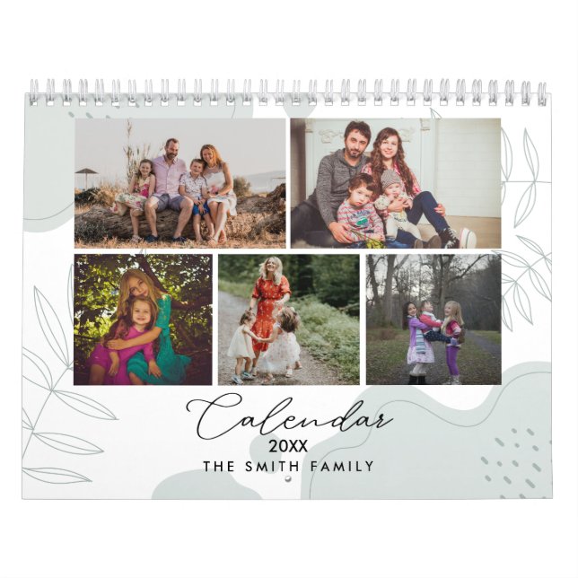 Calendario Recuerdos familiares de Boho Floral Foto Keepsake (Tapa)