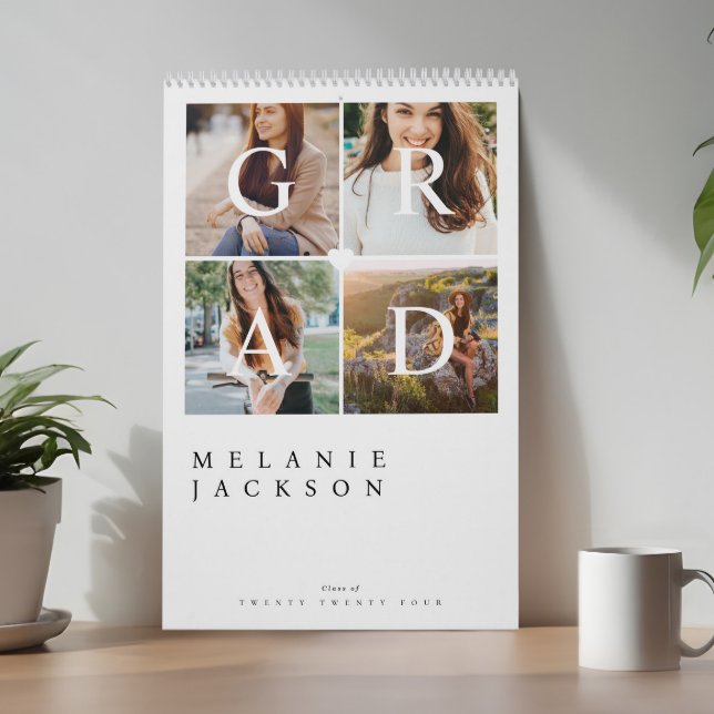 Calendario Recuerdos Grad Modern Elegant Graduate Photo (The Grad Modern Elegant Graduate Photo Memories Calendar)