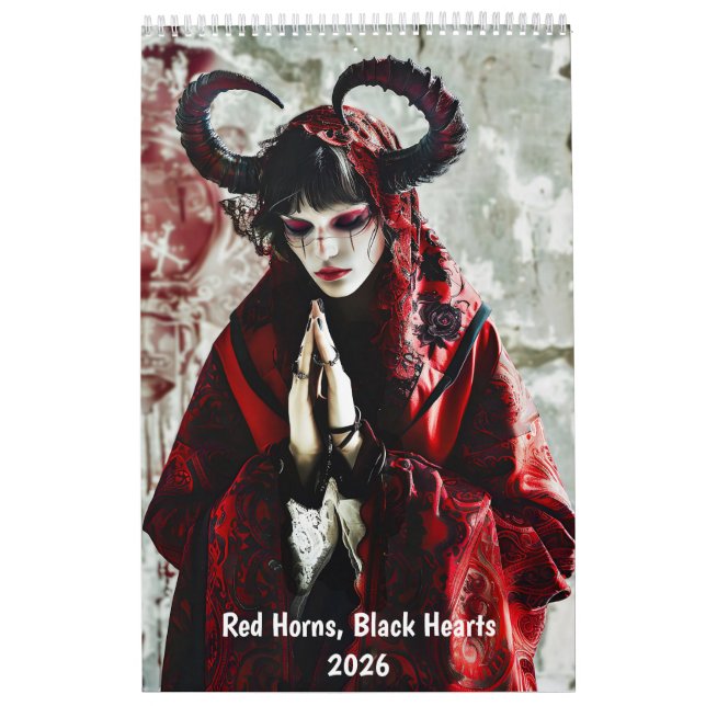 Calendario Red Horns, Black Hearts - Gothic Style Calendar (Tapa)
