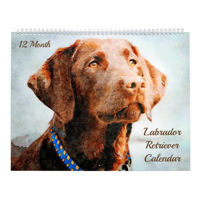 Calendario Regalo acuarela de 12 meses de Labrador Recuperado (Tapa)
