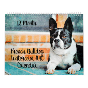 Calendario Regalo acuático de Bulldog francés de 12 meses de