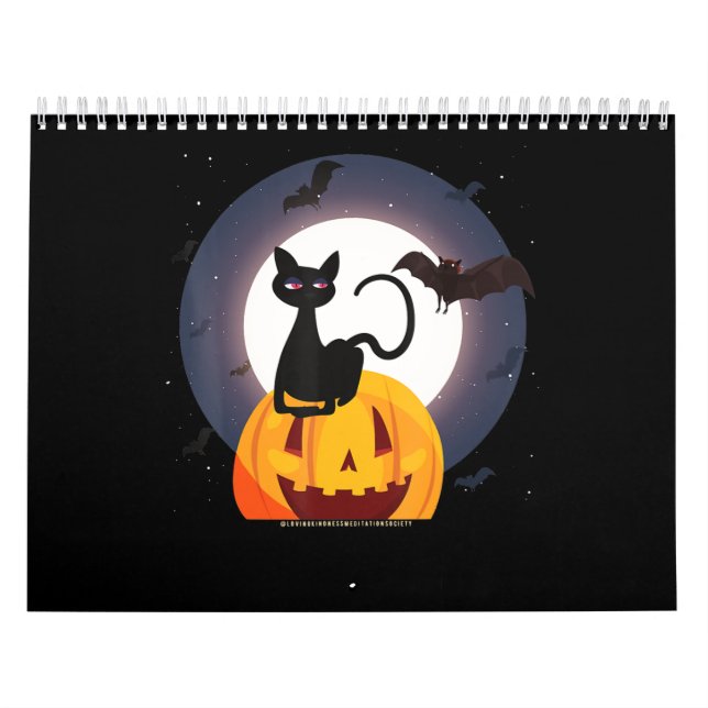 Calendario Regalo de araña | Calabaza de araña de gato negro  (Tapa)