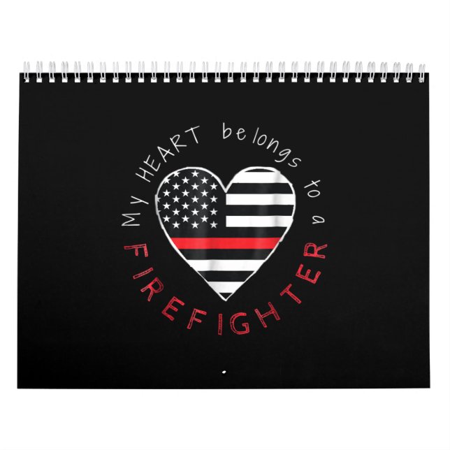 Calendario Regalo de bomberos | Mi corazón es bombero de larg (Tapa)