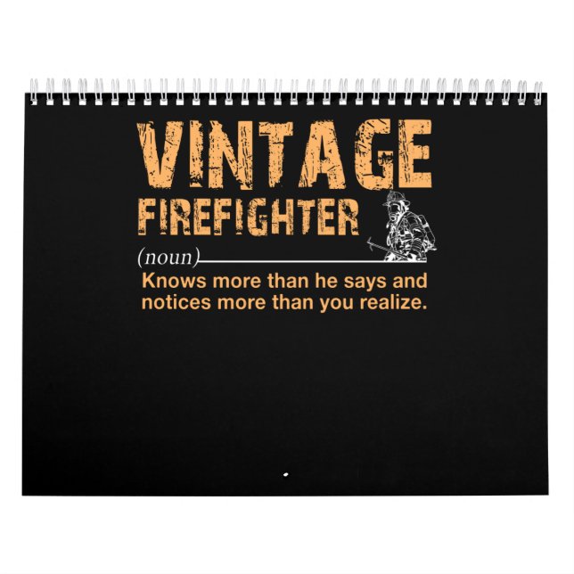 Calendario Regalo de bomberos | Vintage Firefighter Funny (Tapa)
