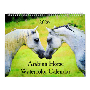 Calendario Regalo de pintura en acuarela del caballo árabe 20