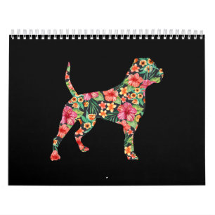 Calendario Regalo floral de lechón de Bulldog americano