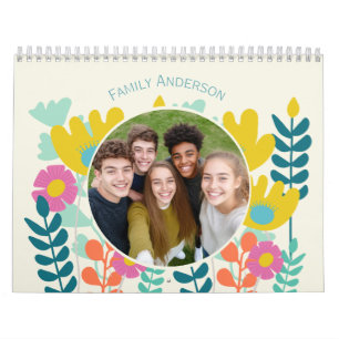 Calendario regalo moderno elegante floral colorido foto 2027