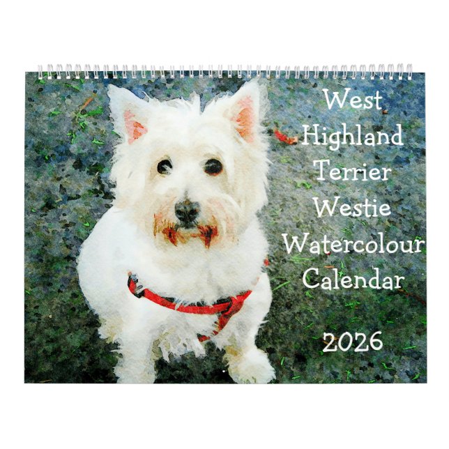 Calendario Regalo para amantes de perros Terrier West Highlan (Tapa)