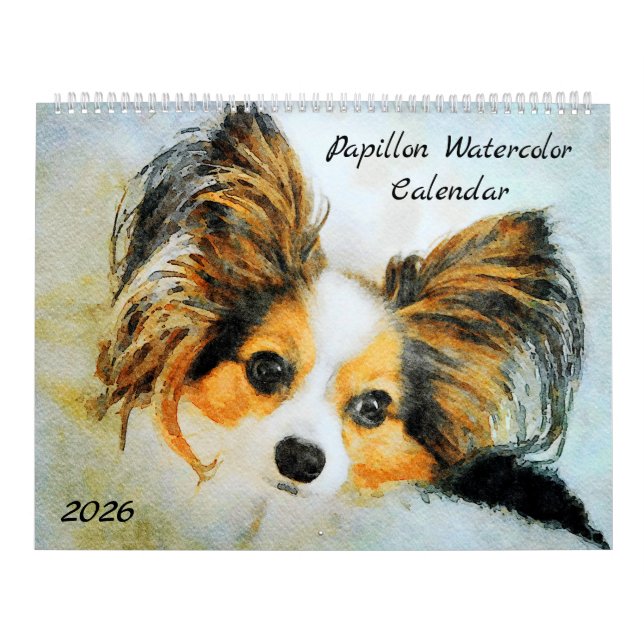 Calendario Regalo para mamá de perros Papillon 2026 (Tapa)