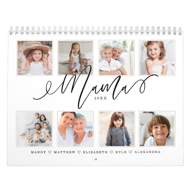 Calendario Regalo para mamá| Fotos familiares de nietos (Tapa)