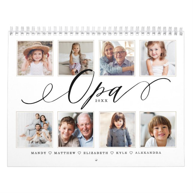 Calendario Regalo para Opa| Fotos familiares de nietos (Tapa)
